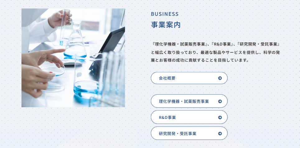 理化学機器販売・R&D・研究受託事業案内