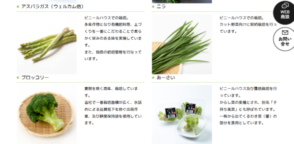 コールラビ・あーさい・三福いもなどの取扱野菜