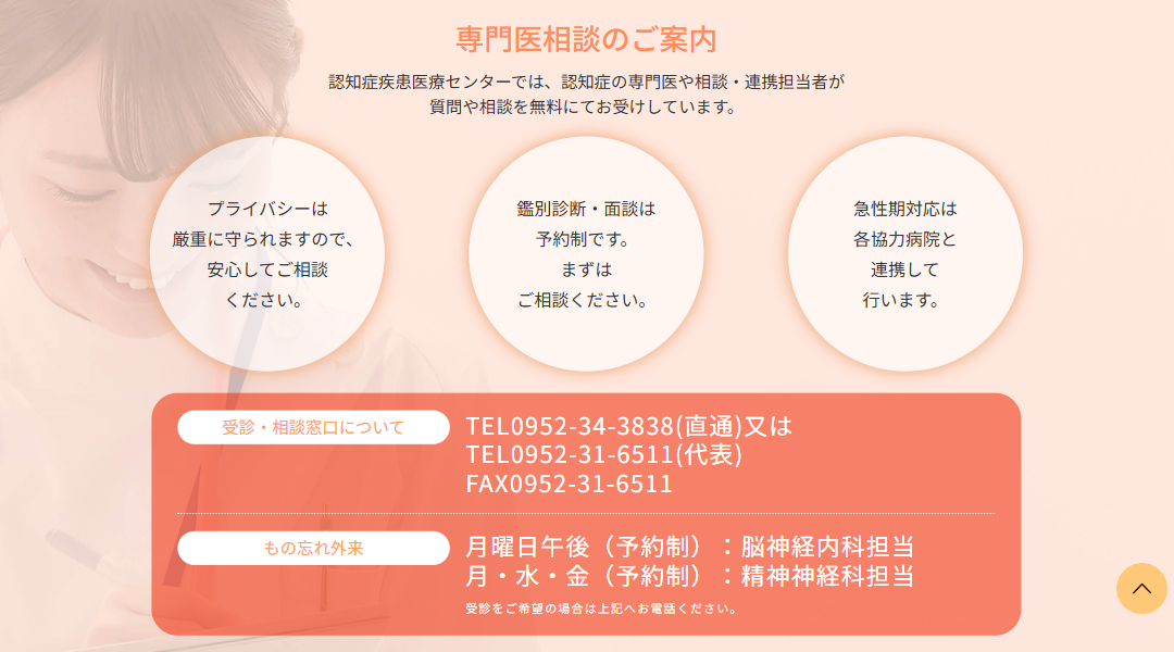 認知症専門医による相談窓口の案内