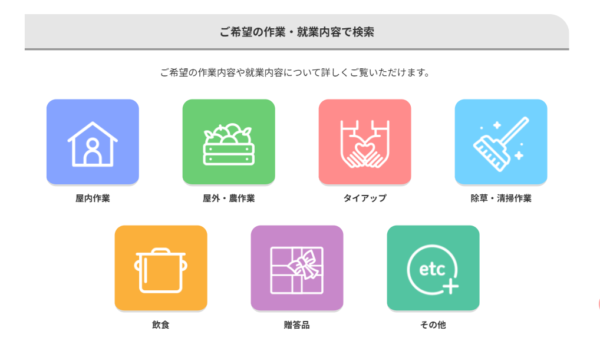 作業内容・就業条件から福祉事業所を検索