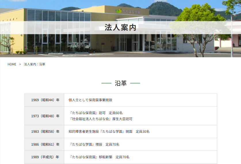 社会福祉法人たちばな会の法人概要・事業案内