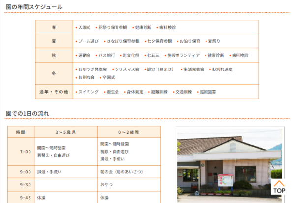 たちばなこども園の一日の流れ・保育園の生活スケジュール
