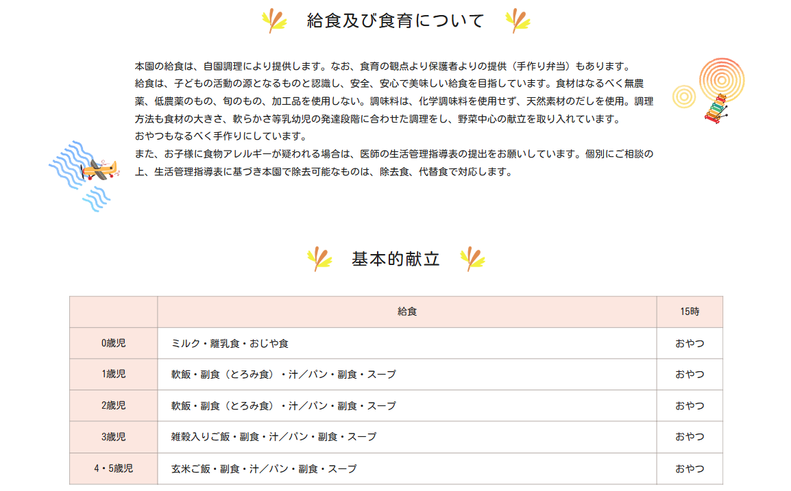 吉野ヶ里こども園の自園給食・食育へのこだわり